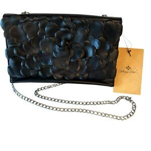 Patricia Nash Crossbody Bag Galina Black Petals Leather Purse Flowers New